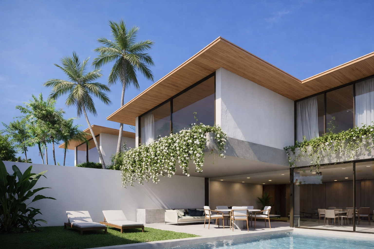 Architectural detail of modern concrete and wood